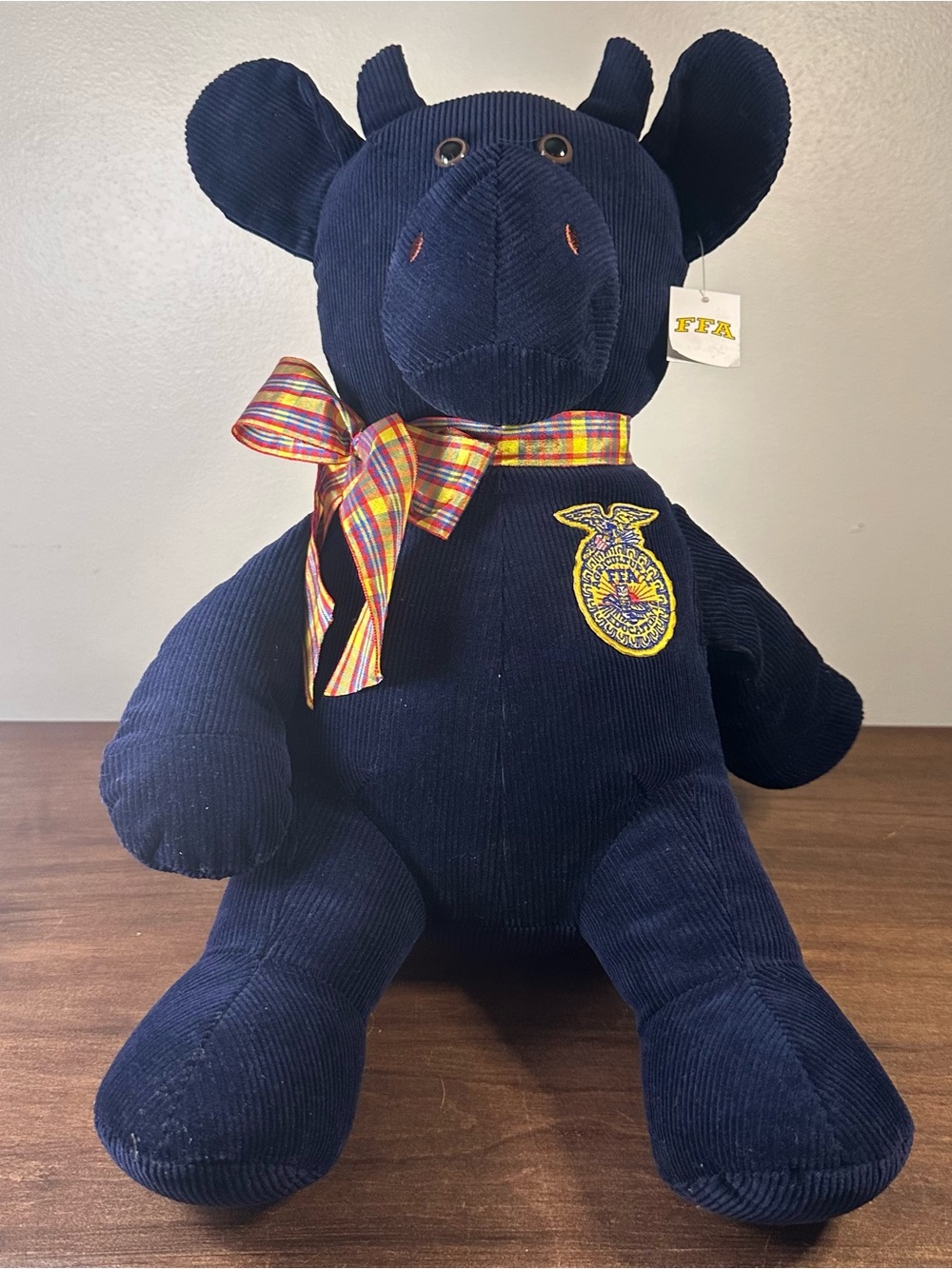 Rare Vintage Original FFA Corduroy Blue Bull Plush Agricultural Education